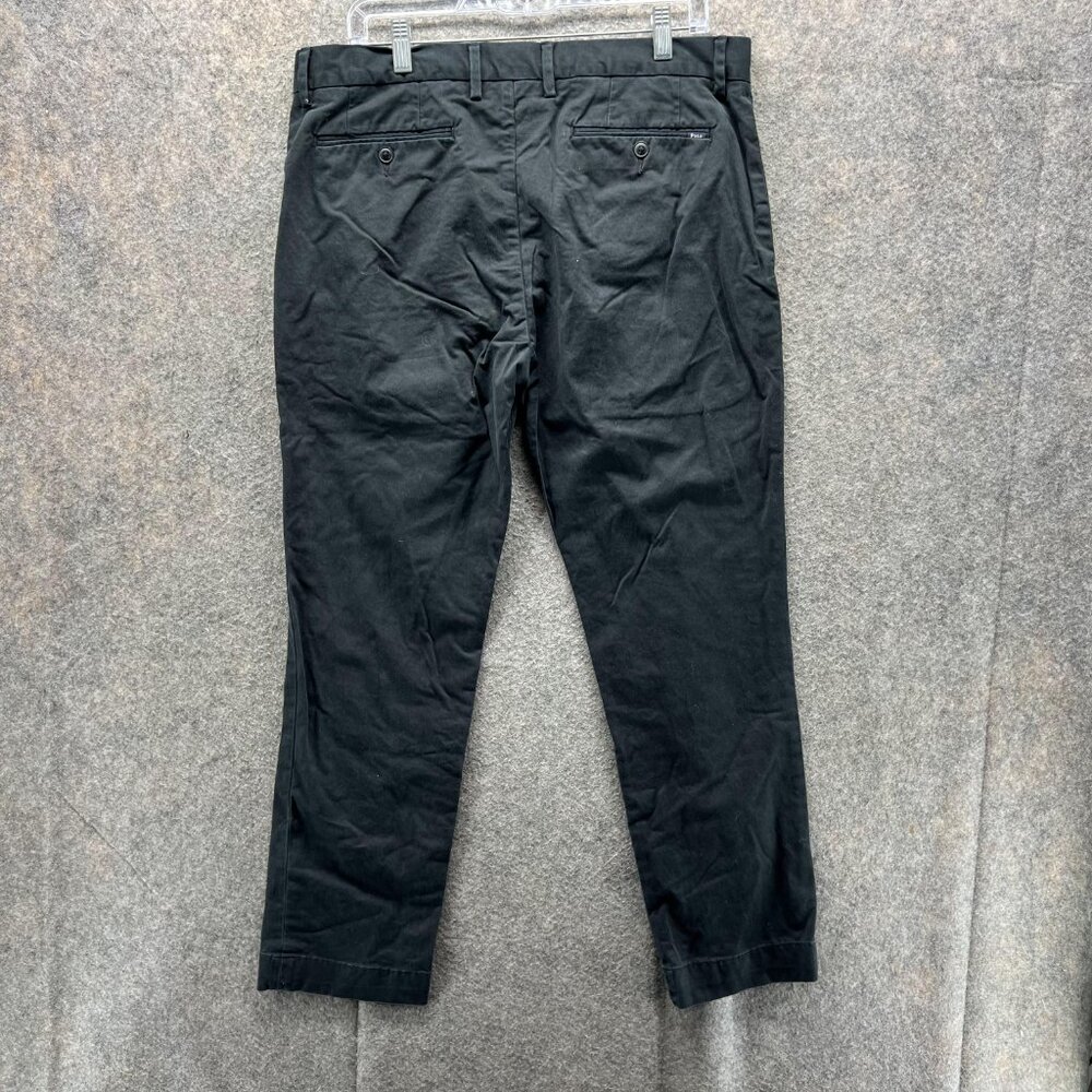 Ralph Lauren Pants Men 35x30 Black Chino Flat Front Stretch Slim Fit Trousers - Picture 9 of 12